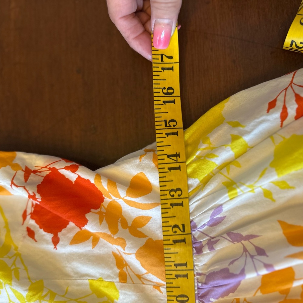 Peter Som size 0 RTR Yellow Red floral Sundress Spaghetti Strap Midi - Picture 13 of 15